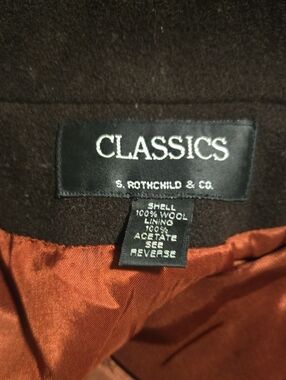 CLASSICS by S. Rothschild & Co. Women’s Brown Wool Pea Coat